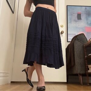 Vintage navy blue midi skirt